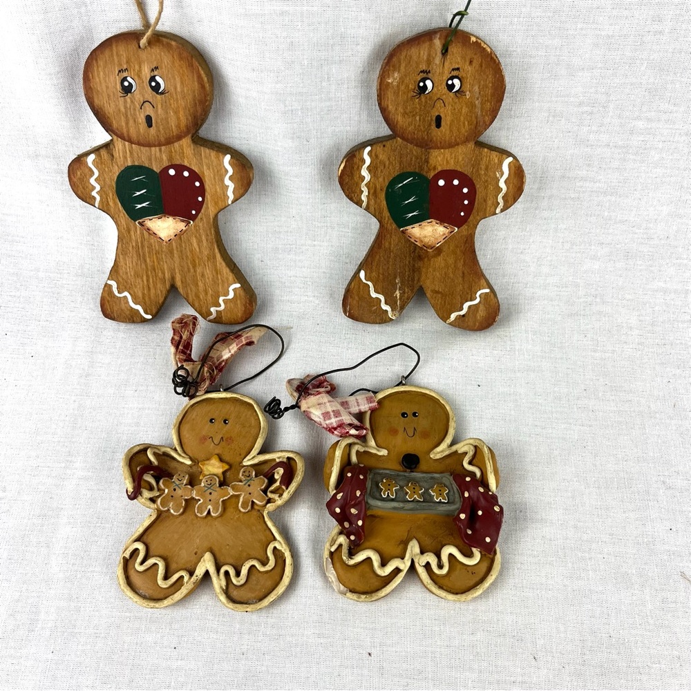 Gingerbread Man Christmas Ornaments Wooden Resin